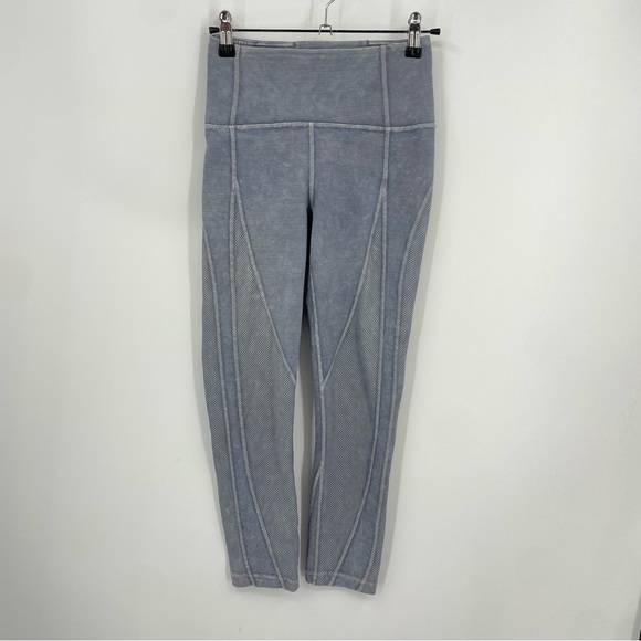 Lululemon Wunder Under Crop Ribbed Snow Washed Women's Size 4 Leggings - Picture 1 of 6